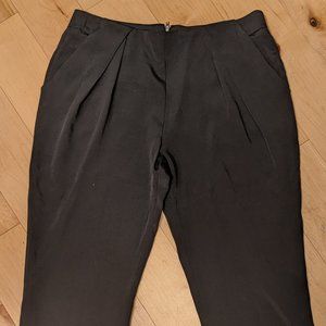 Cropped silk tuxedo pants